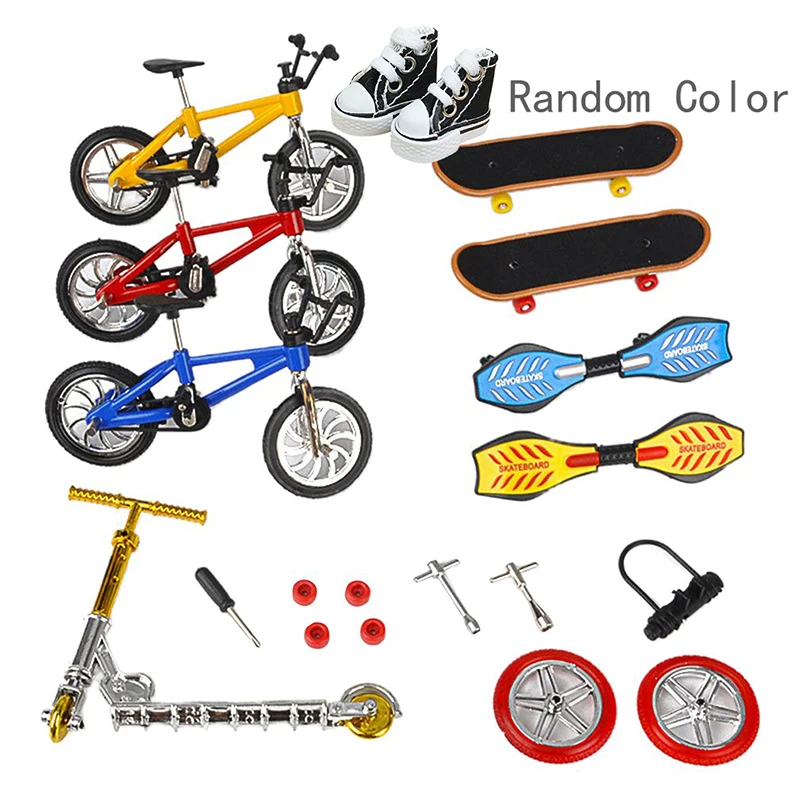 Finger Skateboard Toys Finger Skate Board Bikes Tech Two Wheels Mini Scooter Fingertip Bmx Bicycle Set Fingerboard Shoes Deck Boys Birthday Gifts