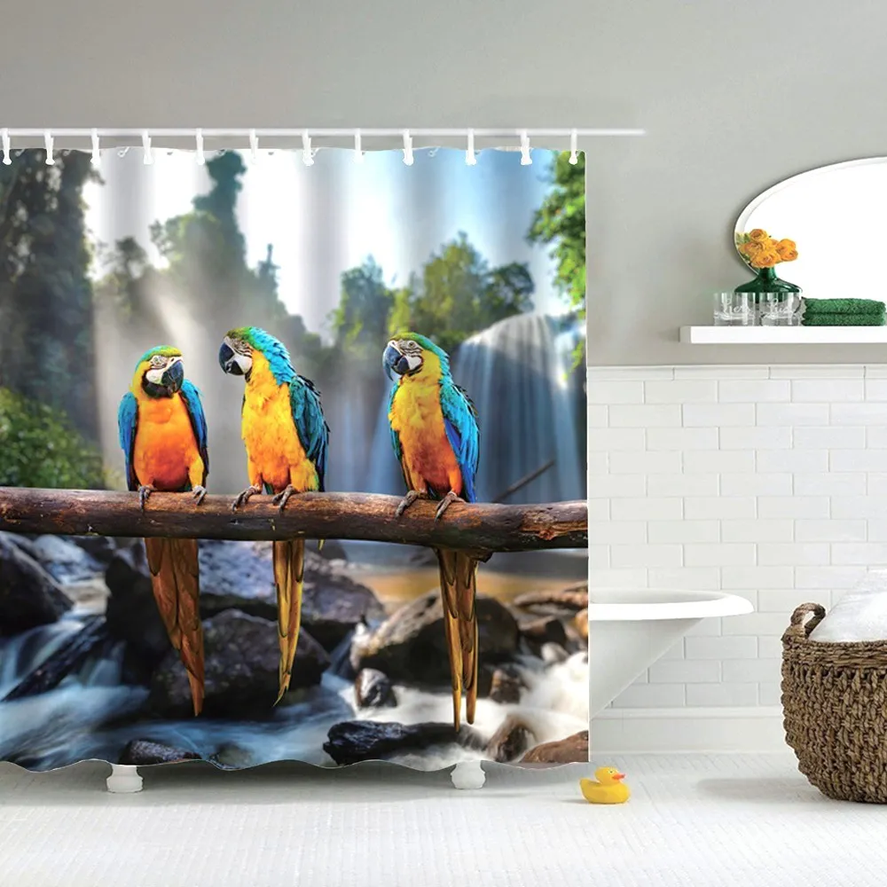 23855 Dafield Parrot занавеска для душа джунгли красочные птицы на ветках деревьев попугай тема тропическая природа растения занавеска для душа - Цвет: 23855