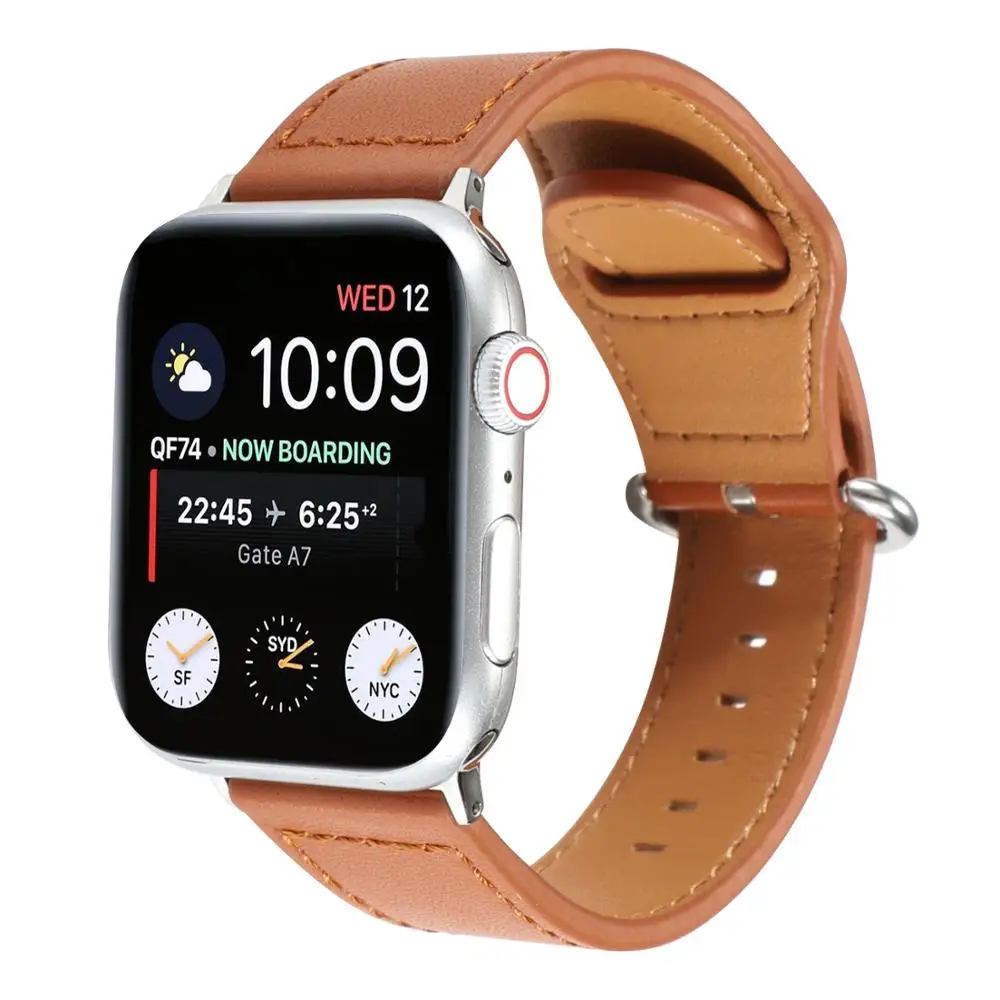 brown Браслет для наручных часов Apple Watch series 5/4/3/2/1 38 мм 42 44 мм 40 мм заменитель кожаного браслета ремешок Спортивные петля, ремешок для наручных часов iwatch - Цвет ремешка: brown