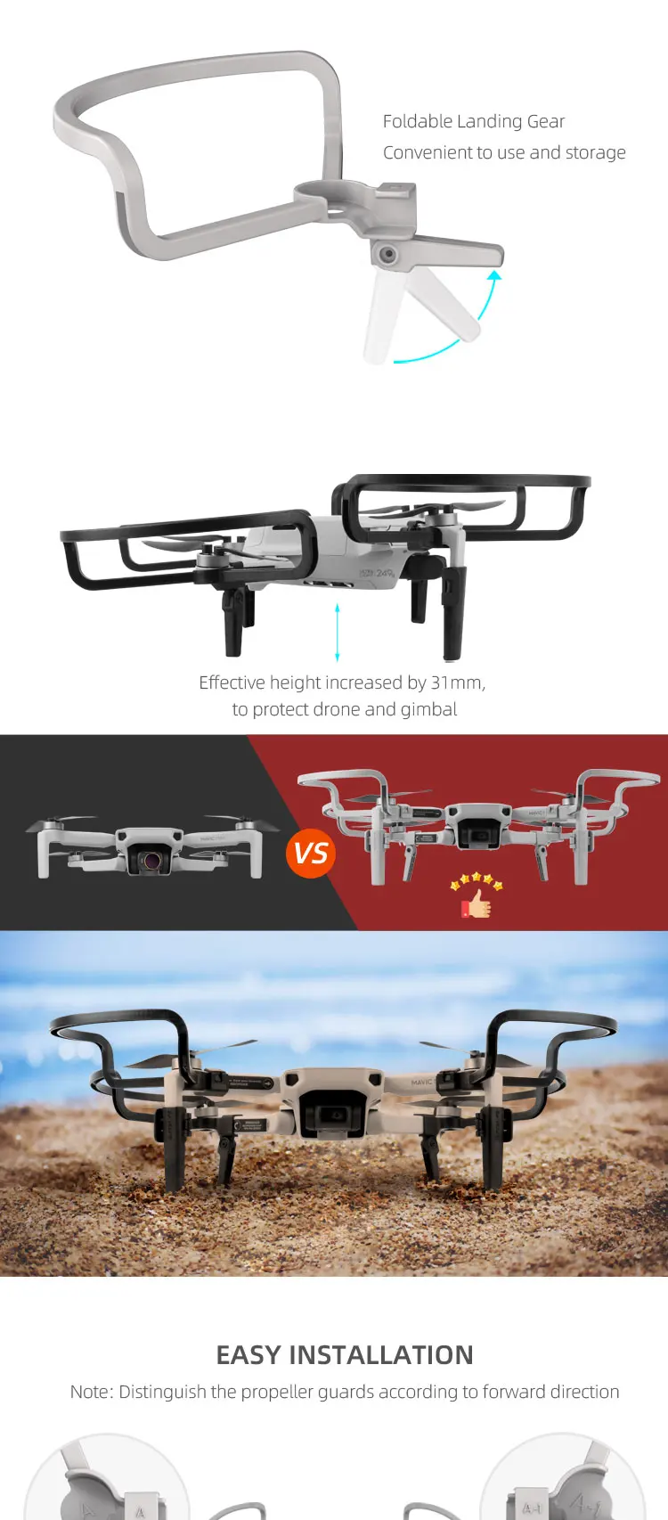 Для DJI Mavic мини аксессуары шасси 2 в 1 протектор пропеллеров защита удлинить ноги для Mavic мини камера Дрон