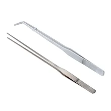 1 шт. аквариумные рыбки живые растения Прямой пинцет резка нержавеющая сталь 27 см и 1 шт. Изогнутый пинцет из нержавеющей стали зажим