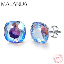 Серьги-гвоздики с кристаллами Swarovski для женщин, новые модные серьги из стерлингового серебра, элегантные серьги для пирсинга, свадебные ювелирные изделия