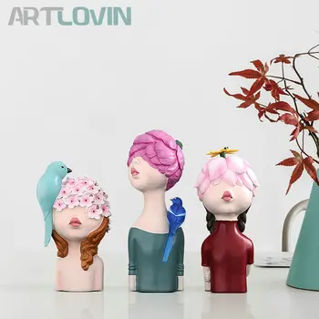 

Fashion Nodic Style Resin Flowering Girl Ornaments Ins Decorative Home Living Room Desktop Statues Crafts Gifs For Wedding