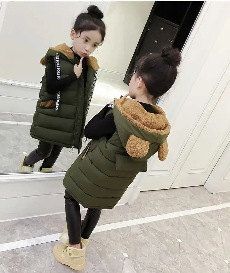 cloak coat Winter Autumn 3-8Y Baby Boys Waistcoat For Children Vests Kids Clothes Thicken Warm Hooded Cotton Cartoon Bear Vest For Girls best fall jackets