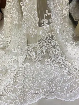 

2020 latest top quality handmade embroidered net lace fabric with 3D flower JOY-52843beaded african tulle lac party dress fabric