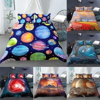 

Planet Earth 3D Bedding Set Bed Cover Queen King Nebula Printed Soft Bed Set Living Room Furniture Bed Linens Euro King Queen