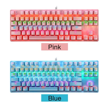 

USB Wired Waterproof Mechanical Keyboard Colorful Backlit Gaming Typing Anti Ghosting Fashion 87 Keys Home Office For PC