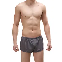 Мужские шелковые трусы-боксеры, шорты, сексуальные трусы-бикини, плавки, мужские с заниженной талией, сексуальные пляжные трусы для загара размера плюс