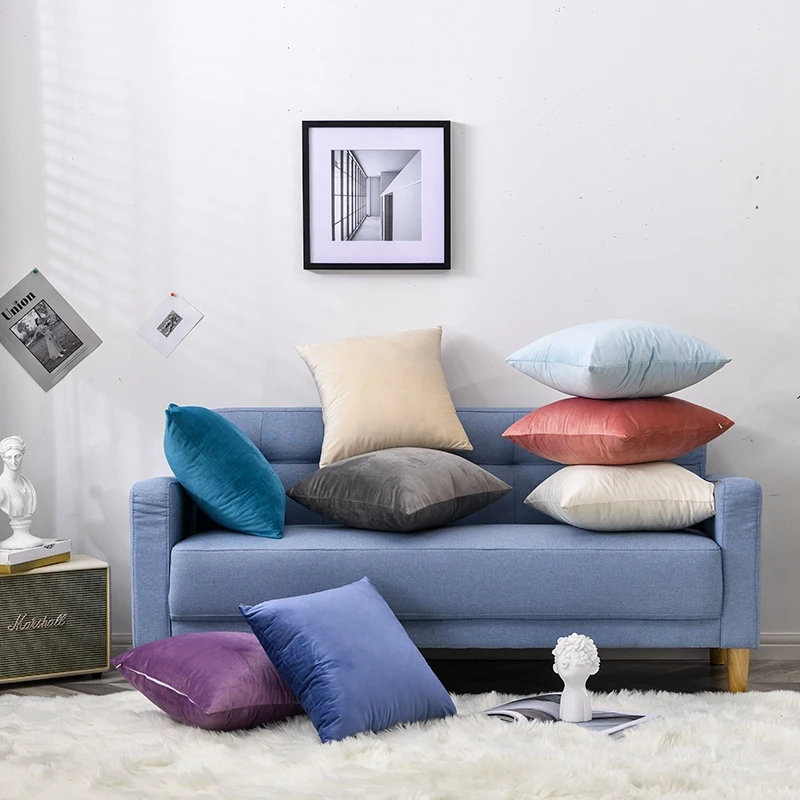 

Modern Simple Solid Color Cushion Cover Velvet Super Soft Throw Pillows For Sofa Home Decor Comfortable 3 Sizes Drop Shipping