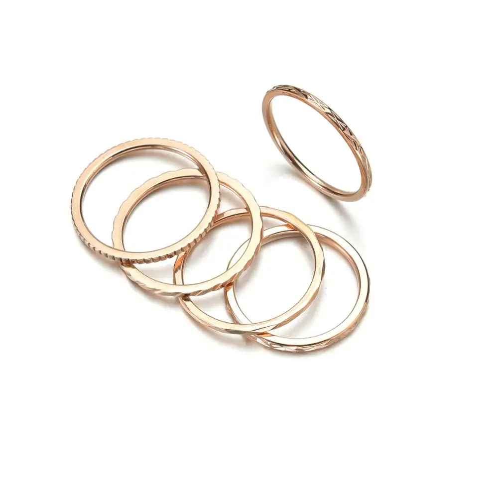 Wedding Rings Finger Rings Couple Rings 3MM Thin Titanium Steel Rose Gold Couple Ring Simple Fashion Rose Gold Color Finger Ring For Women and Men mens gifts