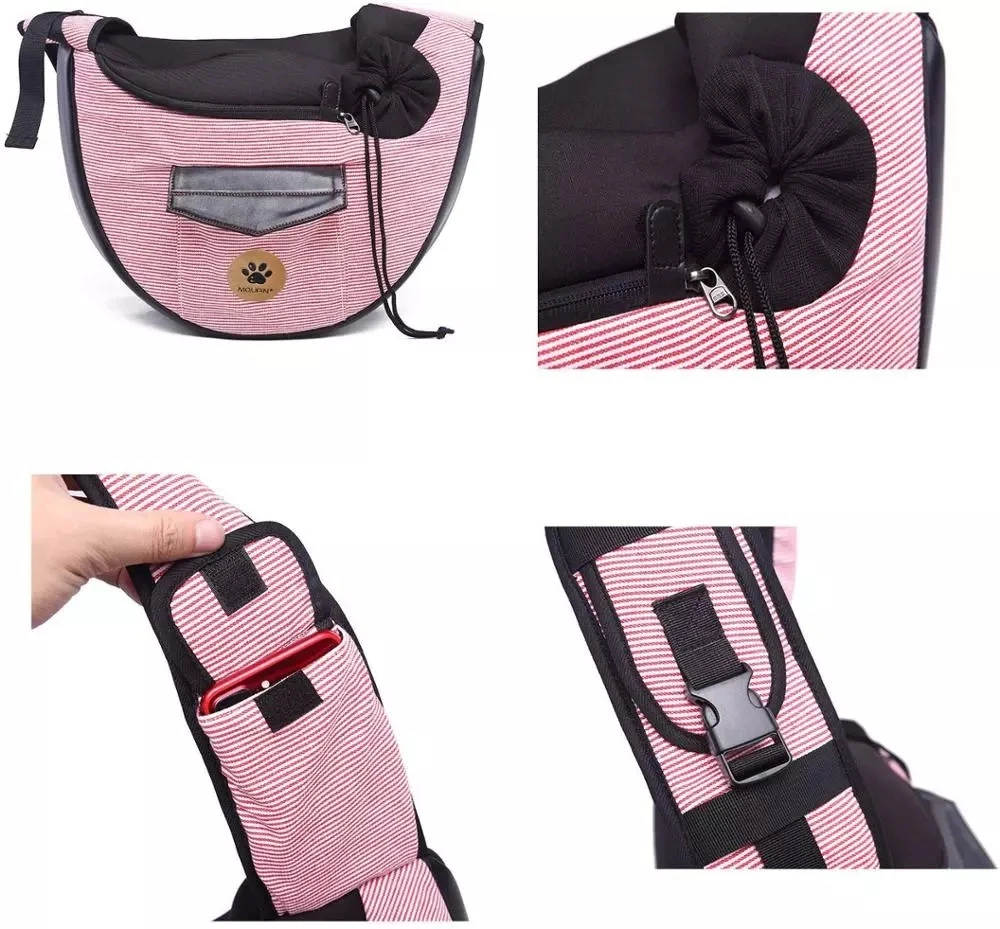 Pet Travel Bag Small Dog Cat Sling Carriers Hands Free Pet Puppy Reversible Bag for Puppy Small Dogs and Cats