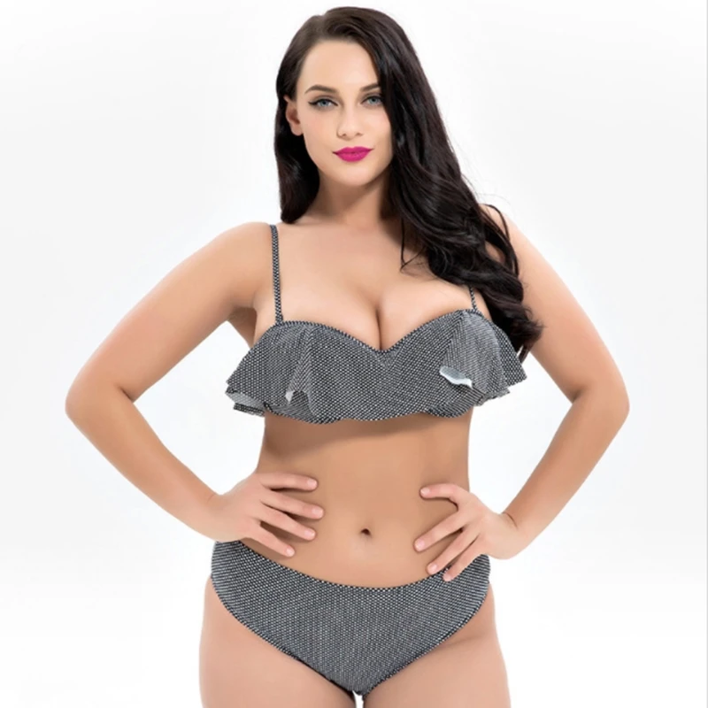 

2020 New Sexy Ruffle Bikini Falbala High Waist Dot Mujer Swimsuits High Qualitity Push Up Women Swimwear Biquini Feminino