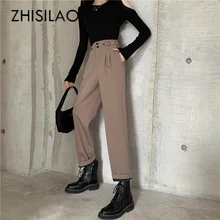 Повседневные женские штаны-шаровары с высокой талией, элегантные брюки-карго из органической кожи, свободные черные брюки для работы, шикарные брюки