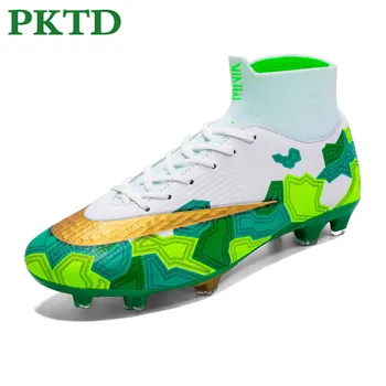 

Men's and women's football shoes high top long nail full leather comprehensive training sports European and American style 35-45