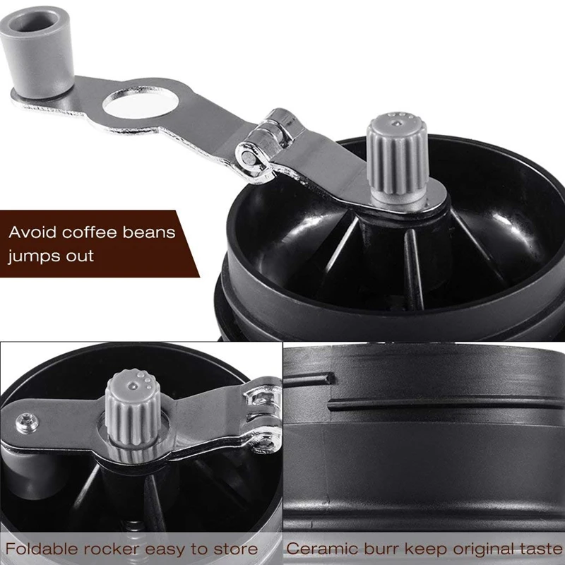 Portable Manual Coffee Grinder, Adjustable Single Cup Coffee Maker Ceramic Burr Coffee Grinder Mug with Built-in Grind and Brew