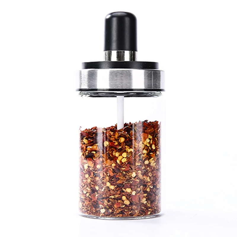 

Spice Jars Glass Seasoning Cans Condiment Container With Spoon Cover Kitchen Cruet Box Set For Salt Sugar Spice Rack