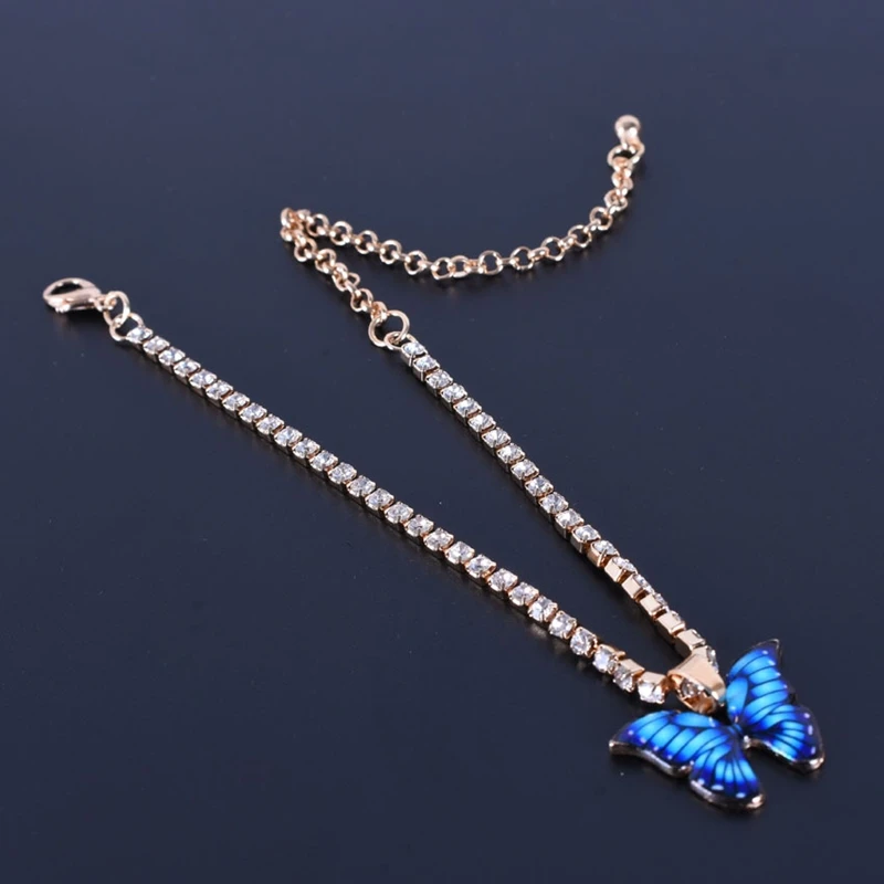 Ankle Chains Fashion Accessories Fashion Butterfly Charms Crystal Anklet Women Rhinestone Foot Chain Summer Beach
