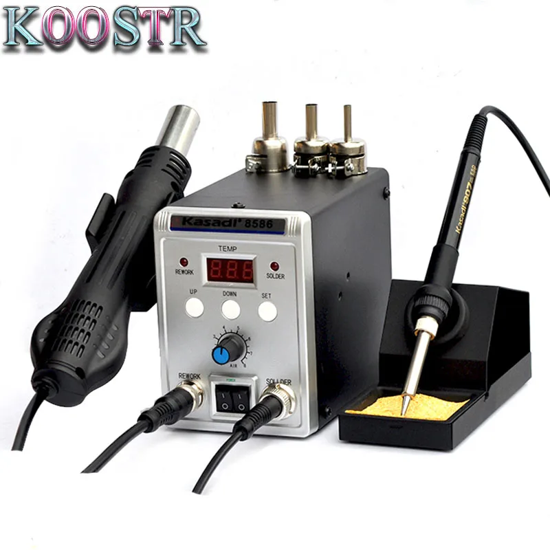 8586 700W 110V/220V 700W 2-in-1 SMD Rework Soldering Station, Welding Soldering Iron Set PCB BGA Repair Desoldering Tool