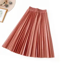 Осень и зима Новое поступление Модная плиссированная трапециевидная юбка темперамент тонкая юбка из искусственной кожи юбка зонтик