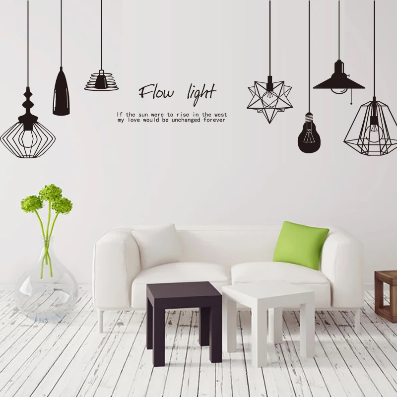 

Black Chandelier Wall Sticker Vinyl DIY Wall Lamp Stickers for Living Room Photography Studio Decoration