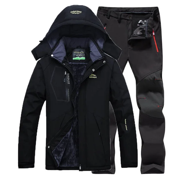 Зимняя походная куртка и брюки для походов, мужская флисовая подкладка, Термостойкое водонепроницаемое пальто, для рыбалки, охоты, спортивный костюм, лыжный костюм - Цвет: 009