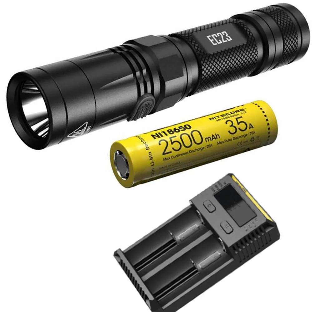 EC23 2500mAh 35A I2 NITECORE EC23 светодиодный фонарик CREE XHP35 HD E2 светодиодный Макс 1800лм дальность луча 255 м 8 режимов Тактический фонарь - Испускаемый цвет: EC23 2500mAh 35A I2