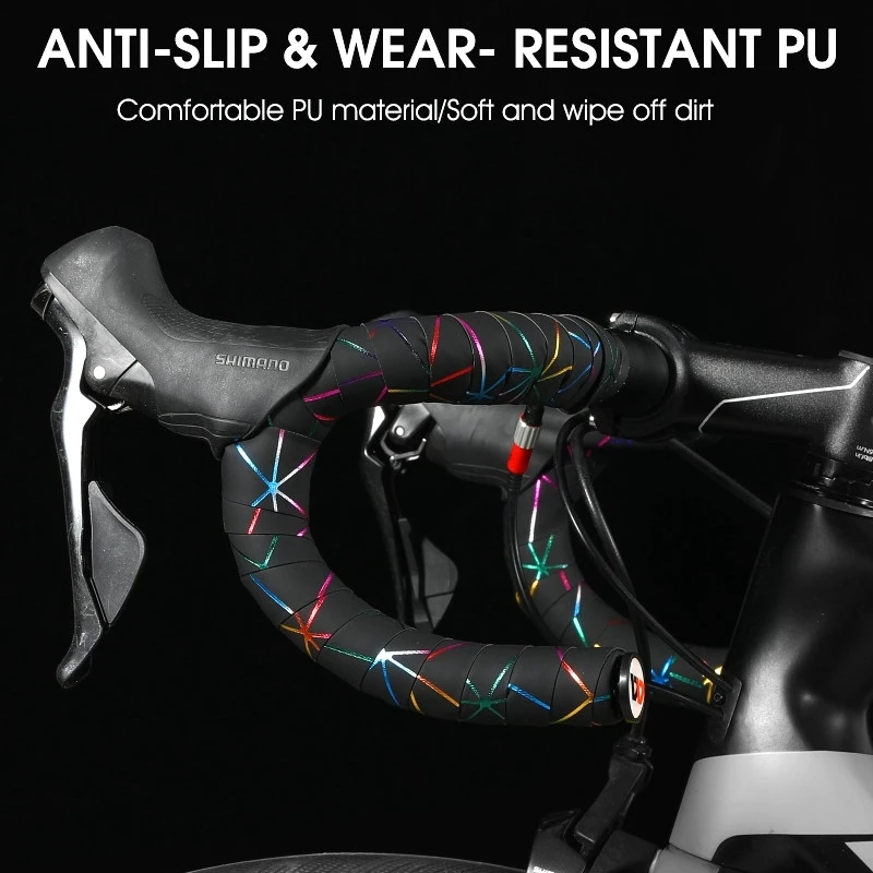 WEST BIKING Geometric Pattern Bicycle Handlebar Tape EVA PU Bike Bar Anti Slip Tape Cycling Shockproof Wrap With 2 Bar End Plugs