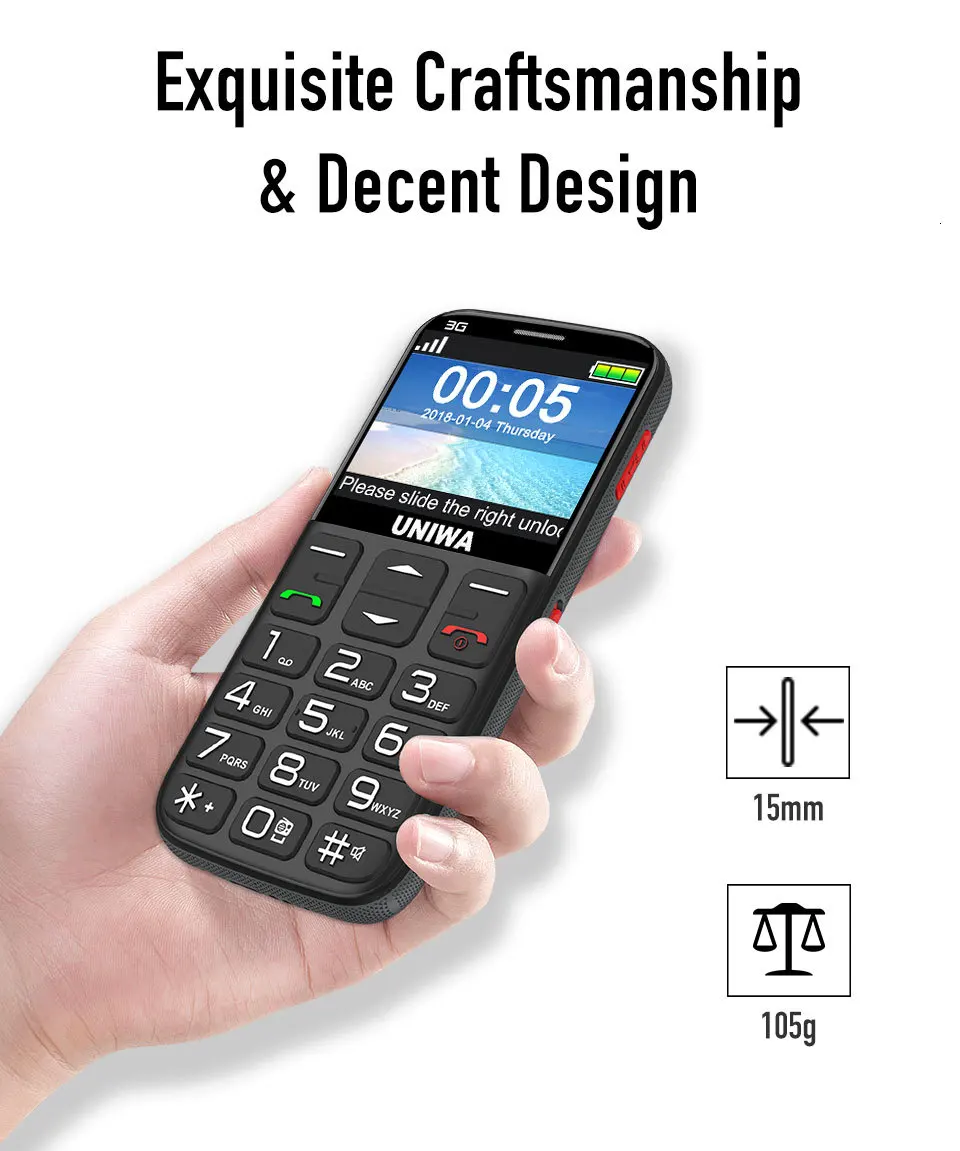3g WCDMA мобильный телефон с русской клавиатурой 2,31 дюймов gsm 1400 мАч кнопочный SOS FM дешевый разблокированный односимочный мобильный телефон для пожилых людей