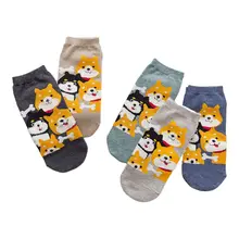 5 пар женских коротких носков с рисунками из мультфильмов, забавные носки с 3D принтом животных, кошек, собак, чулочно-носочные изделия R9CF