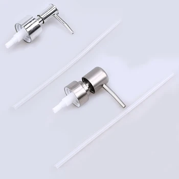 

Silver Liquid Soap Dispenser Press Head Lotion Pump Bottle Nozzle Dispensers Stainless Steel Replacement Jar Tube Bathroom Tools