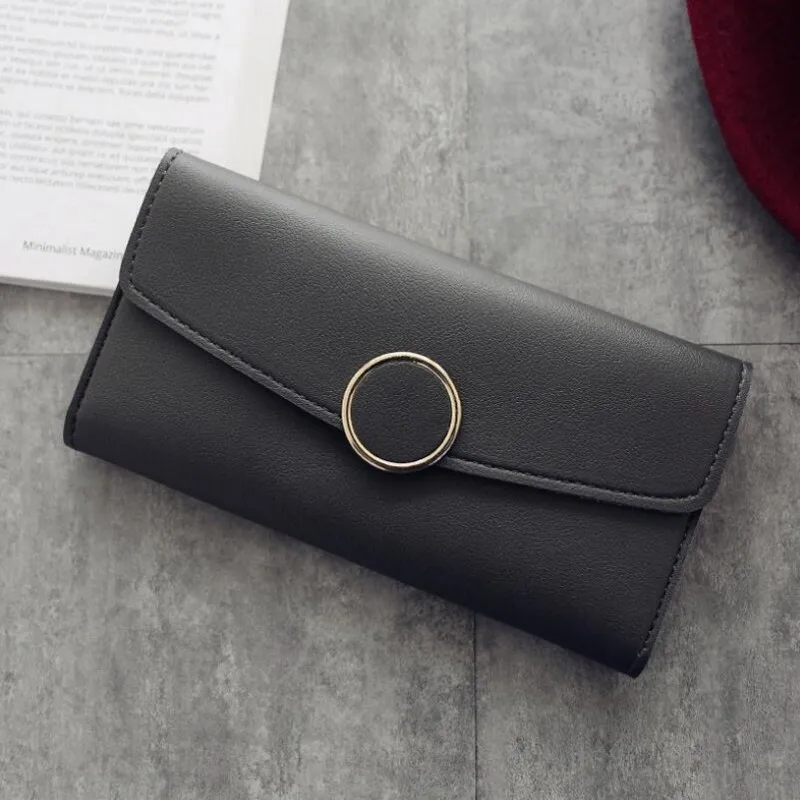 Gray Luxury Brand Women Wallets Long Fashion Fastener Hasp PU Leather Wallet Female Purse Clutch Money Women Wallet Coin Purse - Цвет: Gray