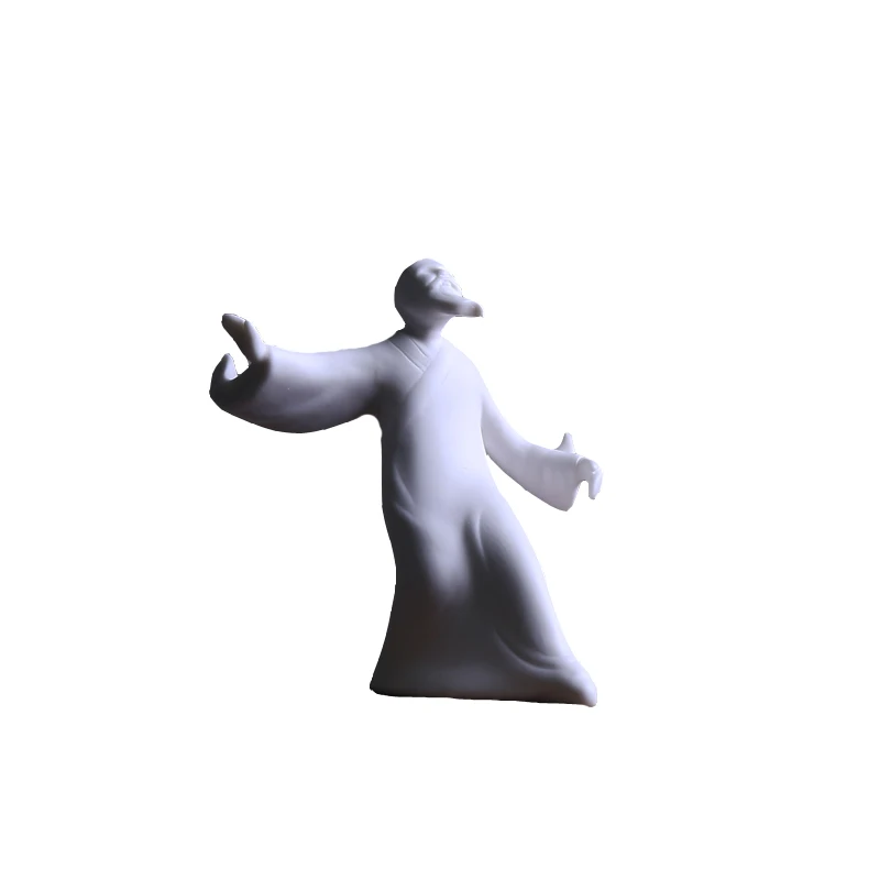 PINNY White Porcelain Kung Fu Characters Zen Statues Chinese Tai Ji Decorative Statues For Home Zen Creative Ornaments 5