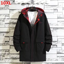 Большой размер, осеннее пальто, Длинная ветровка с капюшоном, 10XL9X, мужская куртка, Мужская Рабочая куртка, свободная, 300 кг, Топ