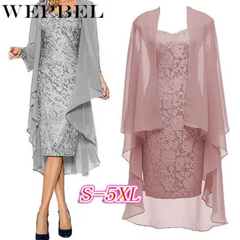 

WEPBEL Women Plus Size Dress Party Dress Full Sleeve Lace New Casual Fashion Floral Ladies Party S-5XL Long Dresses
