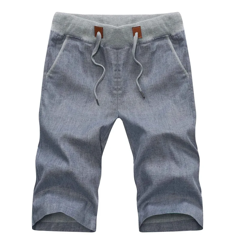 dark grey Красивые Летние повседневные льняные мужские короткие штаны, однотонные тонкие удобные пляжные мужские шорты-бермуды - Цвет: dark grey