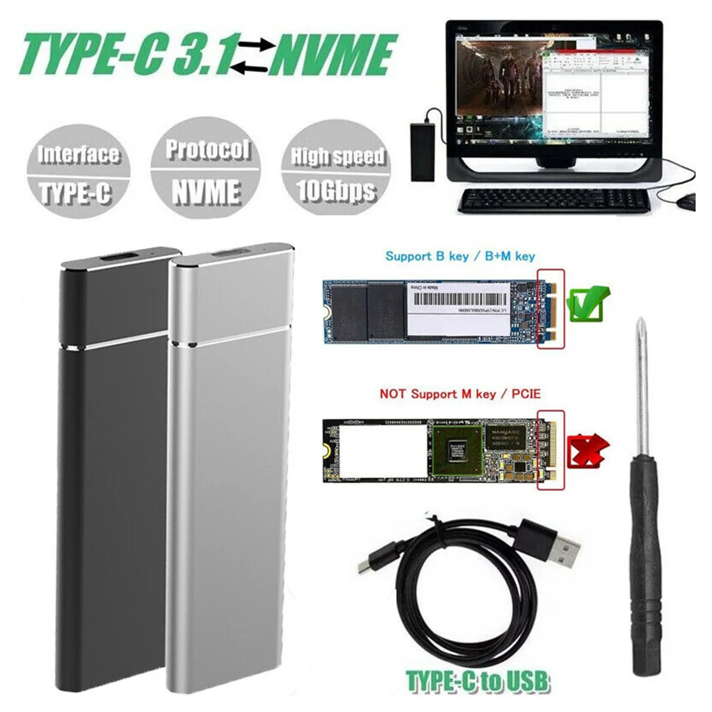 M.2 к USB 3,1 10 Гбит/с Чехол на жесткий диск для ПК компьютер тип-c электронный практичный полный охват конвертер адаптер SATA SSD