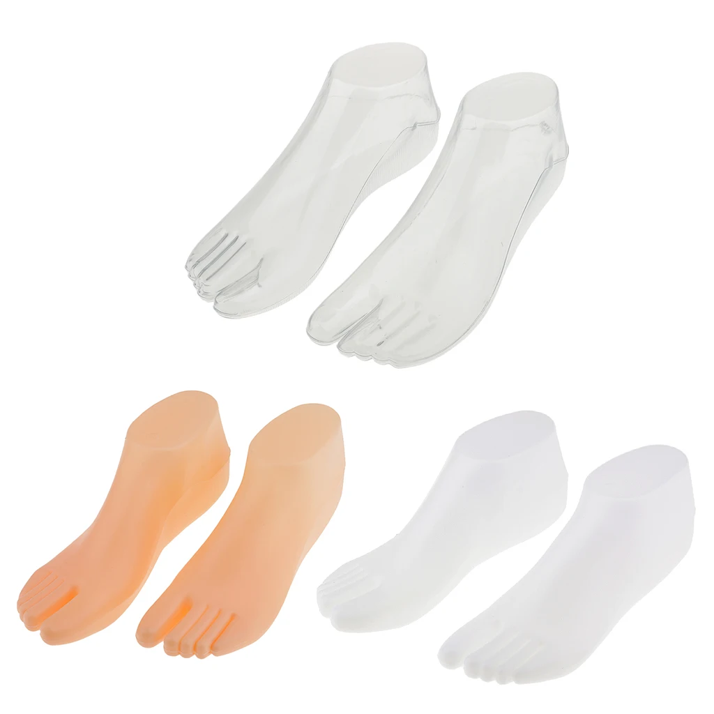 New 1Pair 21cm Female Feet Mannequin Shoes Socks Jewelry Foot Ring Anckle Chain Retail Dummy Model - Clear/ / White