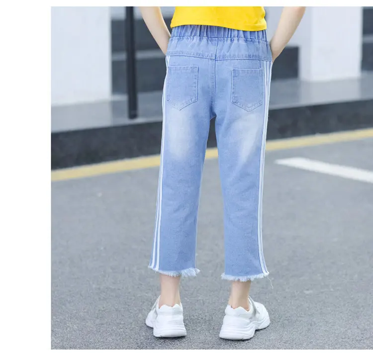 Girls Brace Jeans Capri Pants New Style Big Kid Summer Korean-style Fashion Casual Pants Ripped Pants