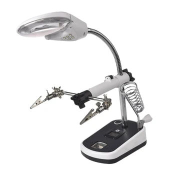 

Prettyia Led Auxiliary Clip Magnifier Desk Lamp Magnifier Tool for Soldering