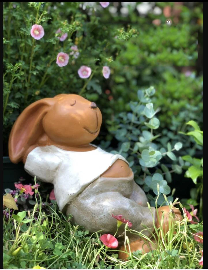 

Outdoor Gardening Resin Sleeping Rabbit Ornaments Courtyard Garden Figurines Crafts Park Villa Sculpture Decoration Accessories