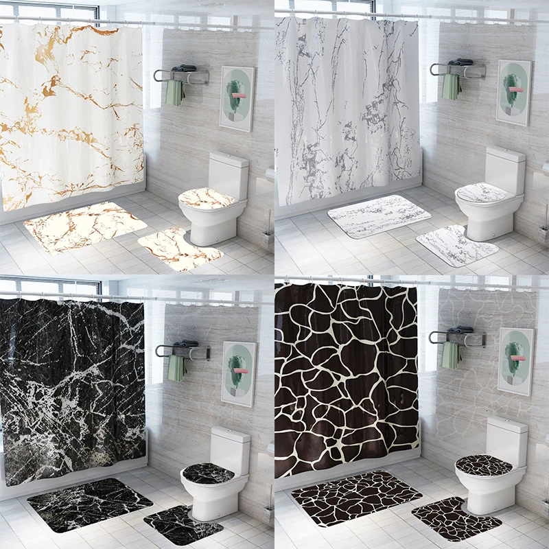 Polyester imperméable rideau de douche 72/79" marbre Pattern Design Salle de Bain Tapis