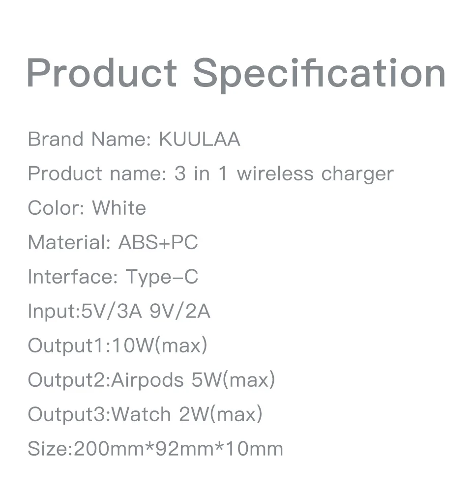 KUULAA 3 в 1 Qi Беспроводное зарядное устройство для Airpods Apple Watch 4 3 2 1 iWatch быстрая Беспроводная зарядная площадка для iPhone 11 Pro Xs Max X