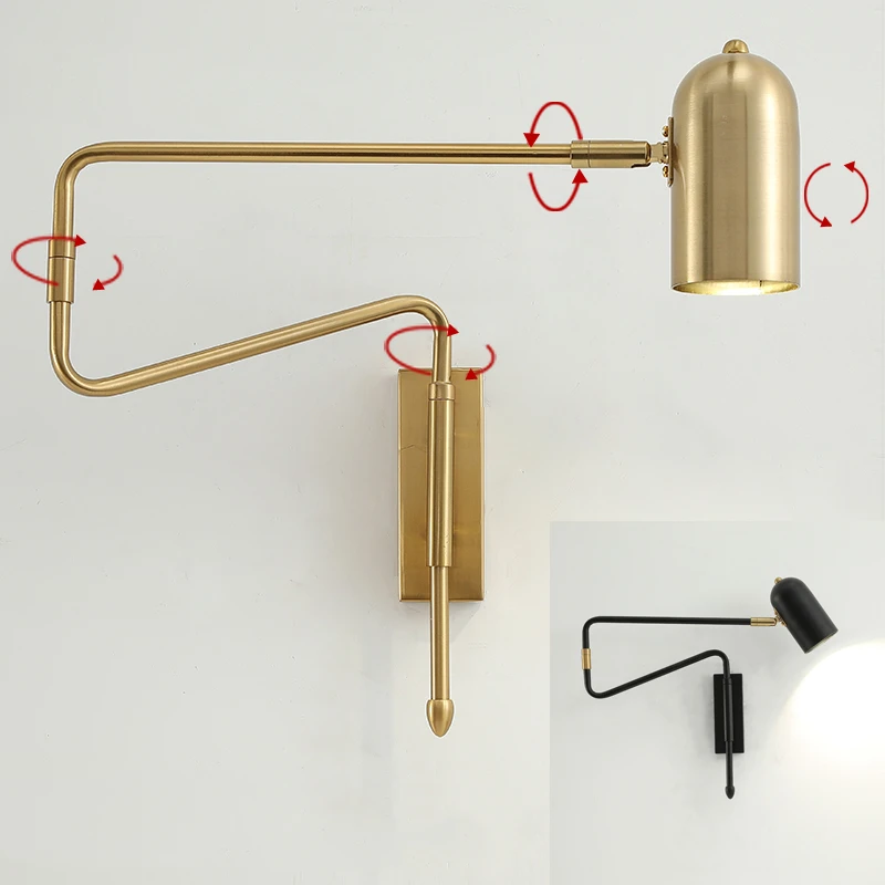 Nordic Modern Led Wall Lamps Angle Adjustable Bedroom Bedside Reading Lamp Living Room Decoration Study Iron Wall Light Fixtures