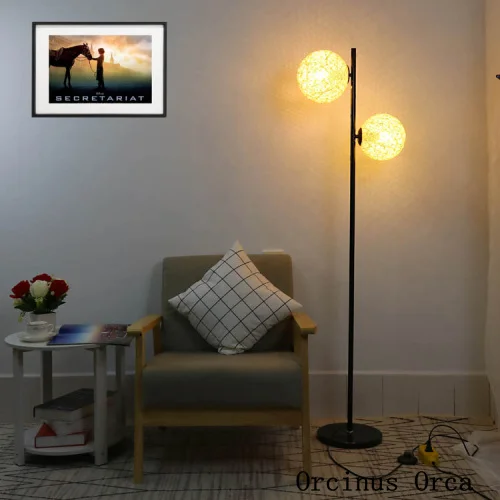American retro ball glass floor lamp living room study bedroom bedside modern simple LED rattan | Лампы и освещение