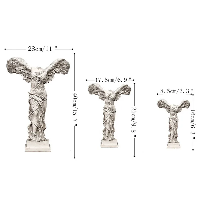 Винтажные абстрактные статуи богини, полимерные украшения для дома, лепная фигурка богини победы, миниатюрная модель крыльев Ангела