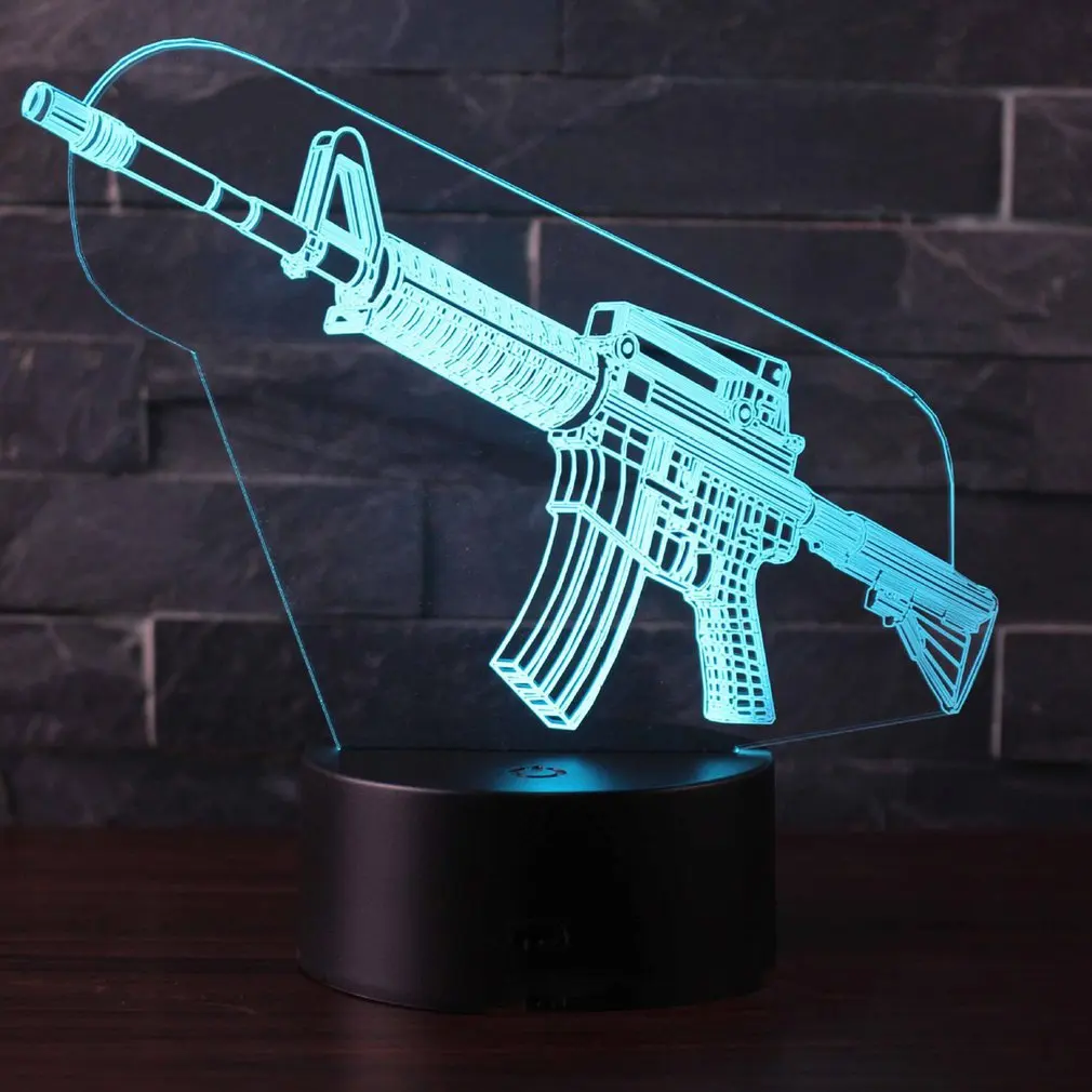 

High Quality Pistol Shape 3D Small Table Lamp Led Lamp Vision Creative Product Gift Colorful Night Light