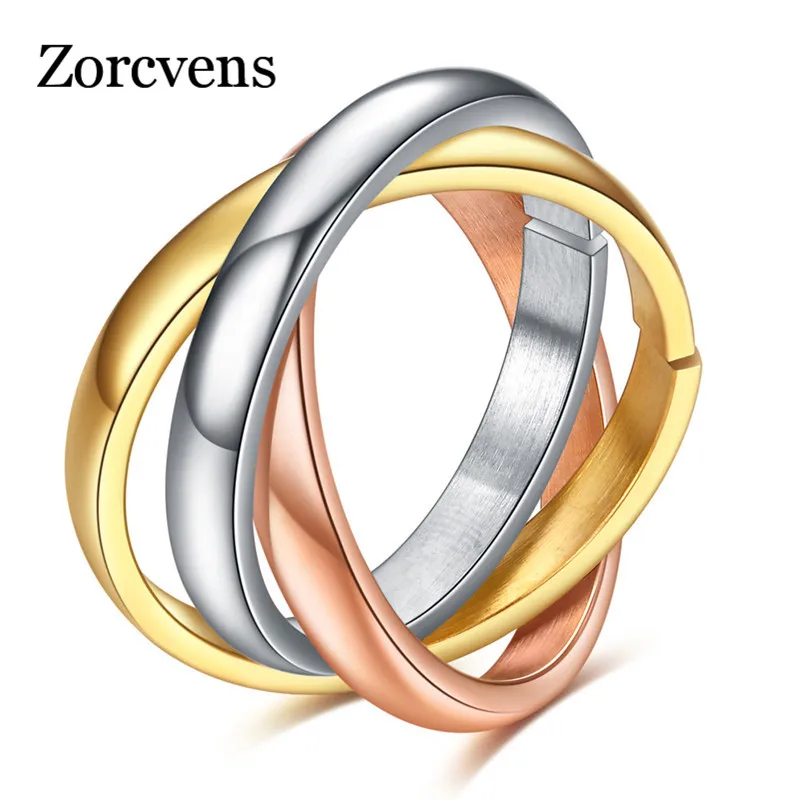 ZORCVENS новый черный золотой серебряный цвет Классические 3 Круги кольца Наборы