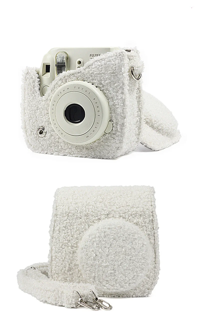 Мягкий короткий плюшевый чехол для камеры Instax Mini 8/8+/9, сумка для фотоаппарата Fujifilm Instax Instant, с плечевым ремнем, защитная сумка