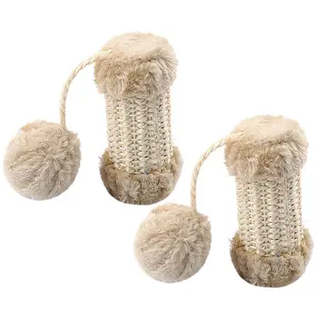 

2pcs Claw Grinding Sisal Toys Funny Playing Teaser Scratch Resistant Ball Toy For Cat Kitten