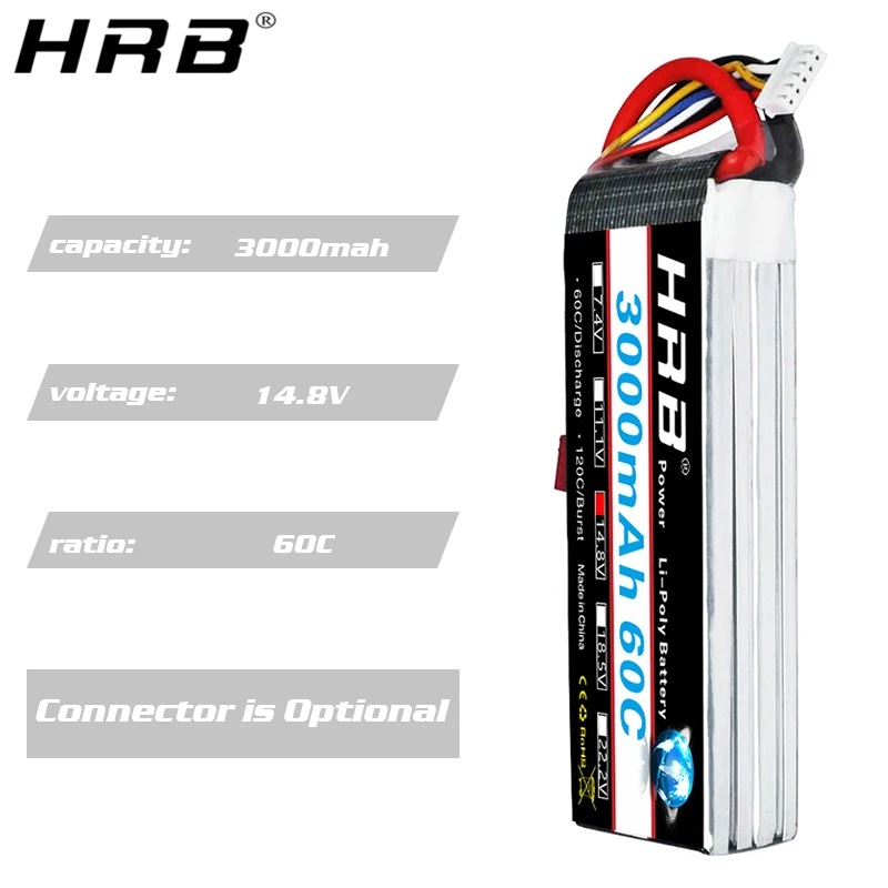 Аккумулятор HRB Lipo 14 8 V 3000mah 4S 60C XT60 EC5 XT90 S AS150 Deans T Plug Female RC Quadcopter Airplanes FPV Drone Car Parts|lipo